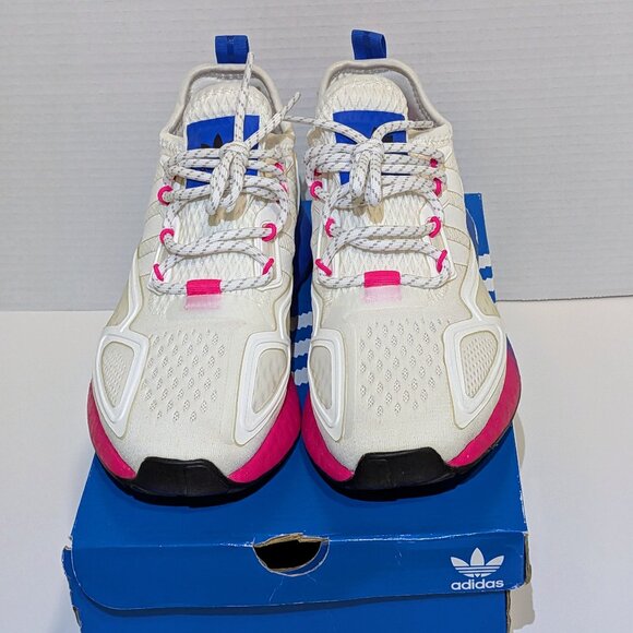 Adidas Women's ZX 2K BOOST Sneakers Shoes FY0605 White Blue Pink - Size 5.5 - Picture 4 of 8